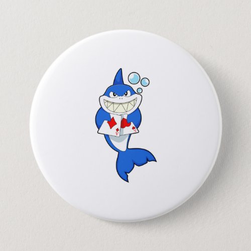 Shark at Poker with Poker cards Button