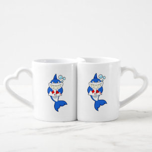 Shark at Poker with Poker cards Coffee Mug Set