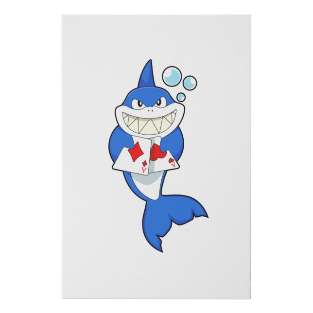 Shark at Poker with Poker cards Faux Canvas Print (Front)
