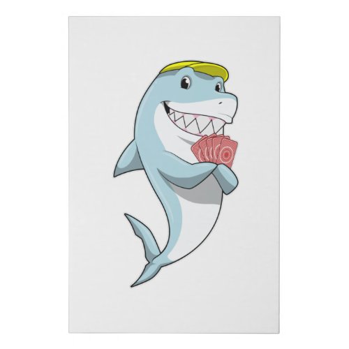 Shark at Poker with Poker cards Faux Canvas Print