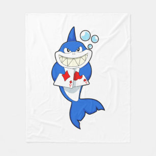 Shark at Poker with Poker cards Fleece Blanket