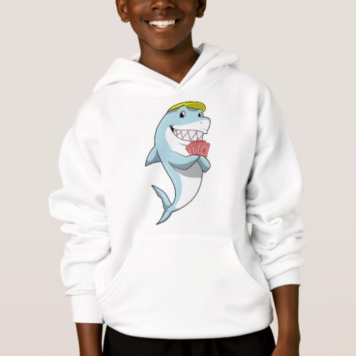 Shark at Poker with Poker cards Hoodie