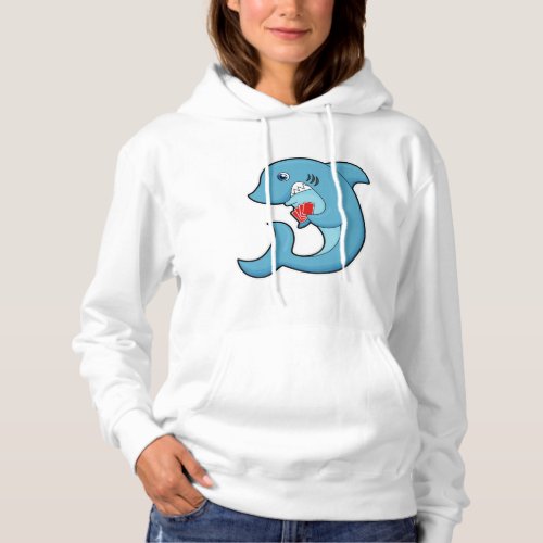 Shark at Poker with Poker cards Hoodie