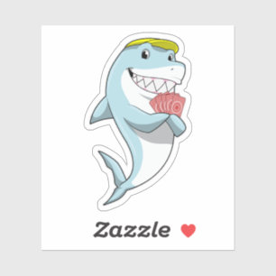 Shark at Poker with Poker cards Sticker