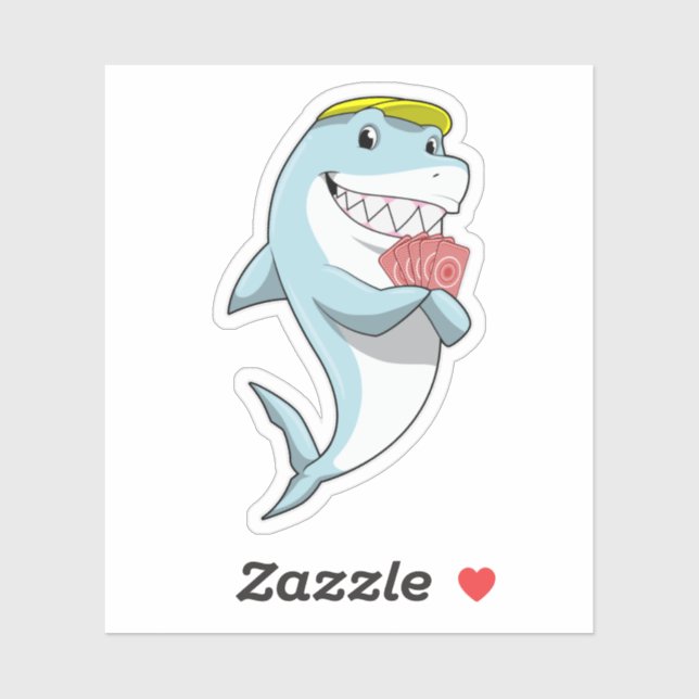 Shark at Poker with Poker cards Sticker (Sheet)