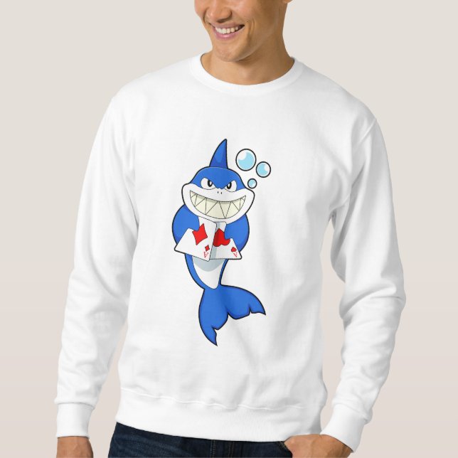 Shark at Poker with Poker cards Sweatshirt (Front)
