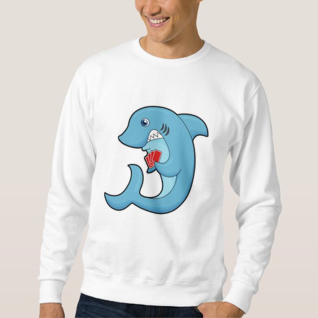 Shark at Poker with Poker cards Sweatshirt (Front)