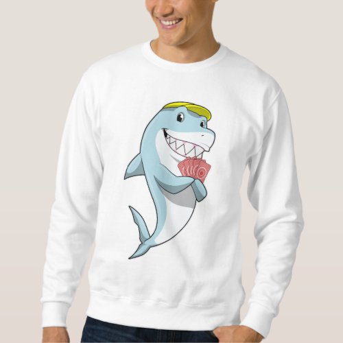 Shark at Poker with Poker cards Sweatshirt
