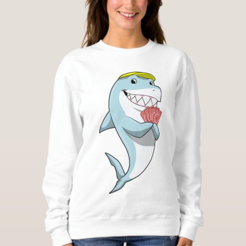 Shark at Poker with Poker cards Sweatshirt