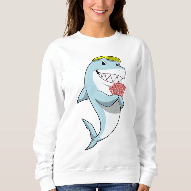 Shark at Poker with Poker cards Sweatshirt (Front)