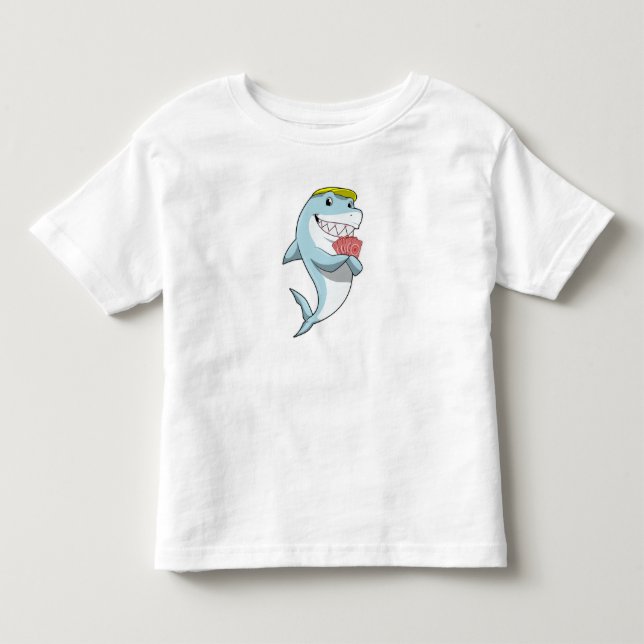 Shark at Poker with Poker cards Toddler T-shirt (Front)
