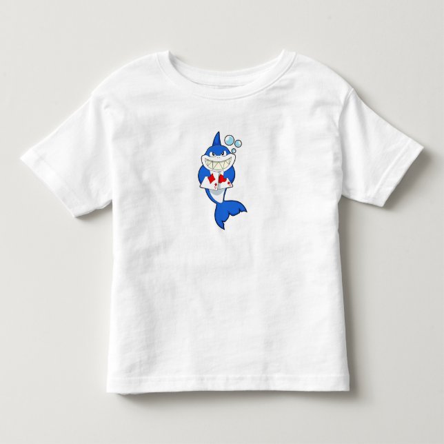 Shark at Poker with Poker cards Toddler T-shirt (Front)