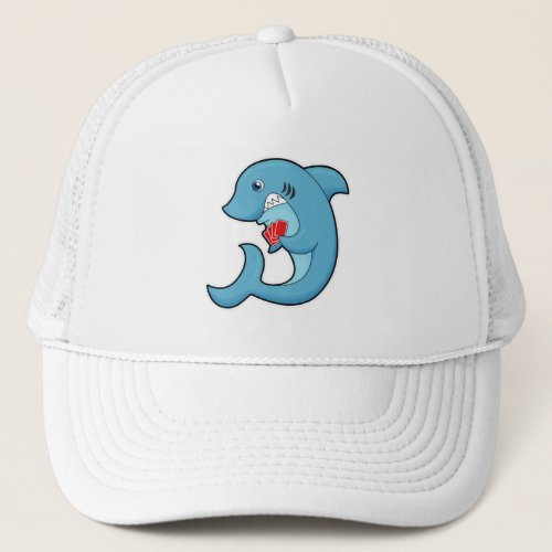 Shark at Poker with Poker cards Trucker Hat