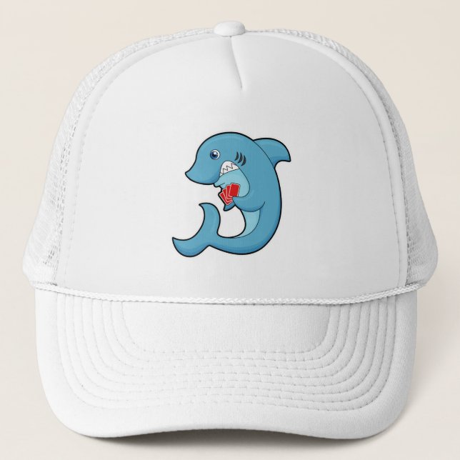 Shark at Poker with Poker cards Trucker Hat (Front)