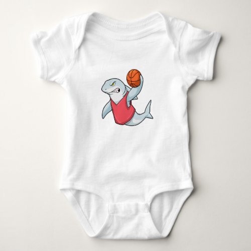 Shark at Sports with Basketball Baby Bodysuit