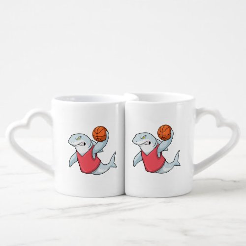 Shark at Sports with Basketball Coffee Mug Set