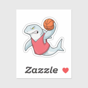 Shark at Sports with Basketball Sticker