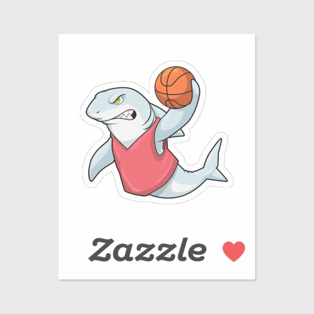 Shark at Sports with Basketball Sticker (Sheet)