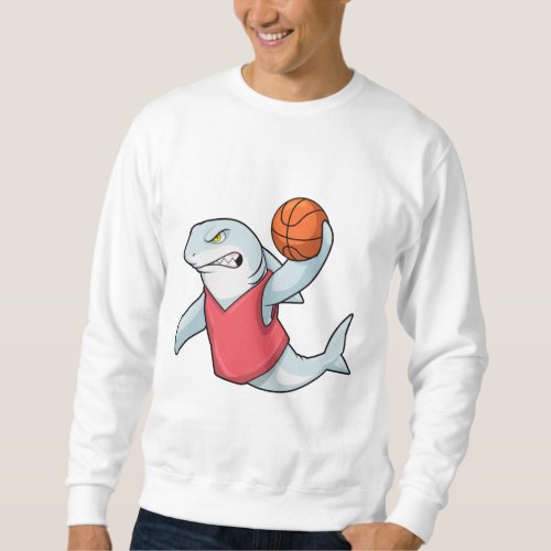 Shark at Sports with Basketball Sweatshirt