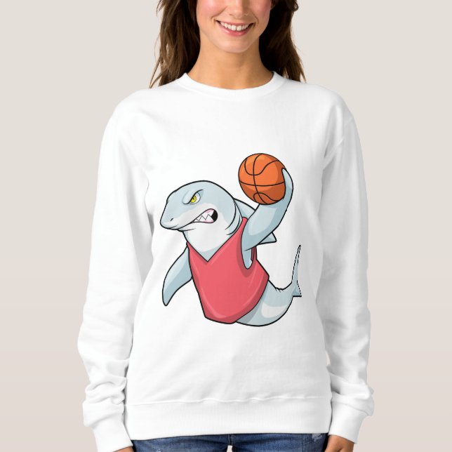 Shark at Sports with Basketball Sweatshirt (Front)