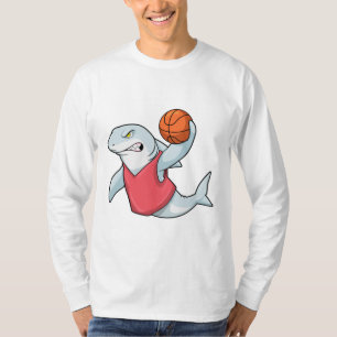 Shark at Sports with Basketball T-Shirt