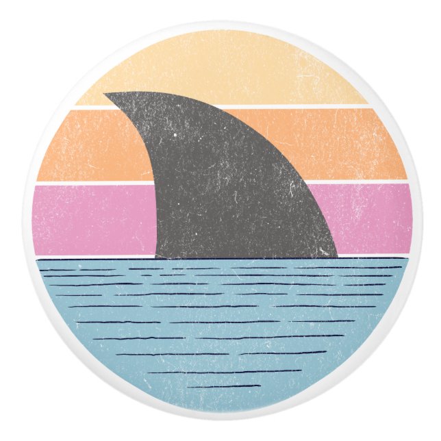 Shark at sunset ceramic knob (Front)