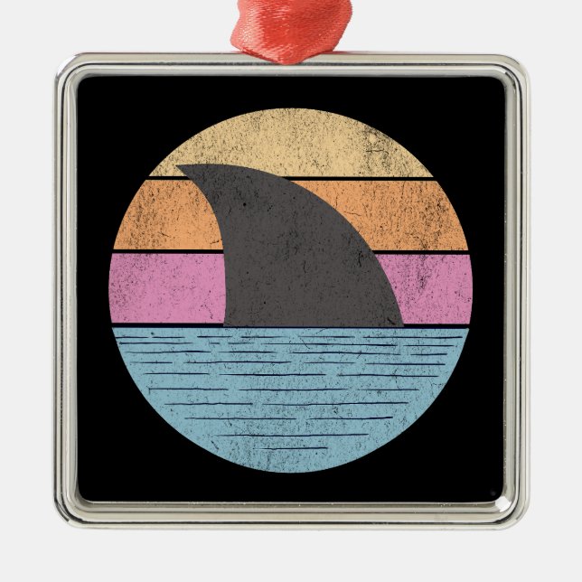 Shark at sunset metal ornament (Front)
