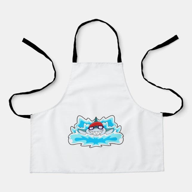 Shark at Swimming with Swimming goggles Apron (Front)