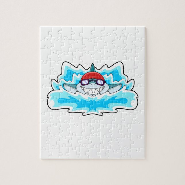 Shark at Swimming with Swimming goggles Jigsaw Puzzle (Vertical)