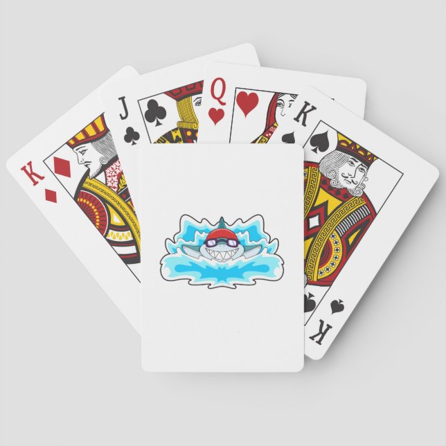 Shark at Swimming with Swimming goggles Poker Cards (Back)