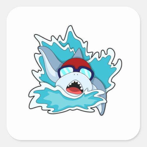 Shark at Swimming with Swimming goggles Square Sticker