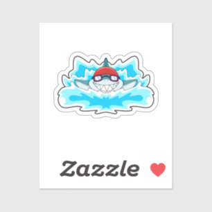 Shark at Swimming with Swimming goggles Sticker