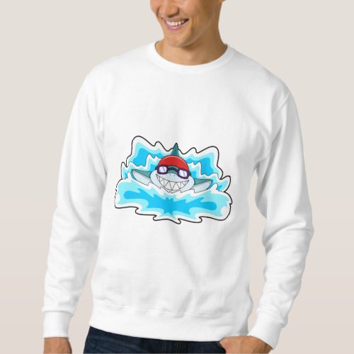 Shark at Swimming with Swimming goggles Sweatshirt