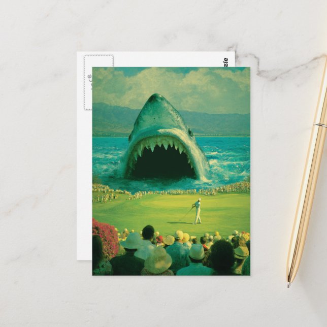 Shark at the Golf Course Postcard (Front/Back In Situ)