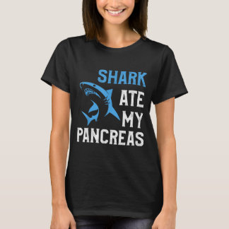Shark Ate Pancreas Funny T1d Diabetic Type 1 T-Shirt
