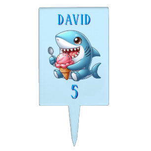 Shark Attack Beach Birthday Cake Topper