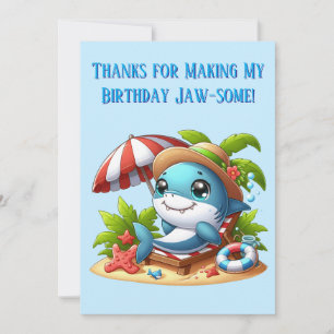 Shark Attack Beach Birthday Thank You Card