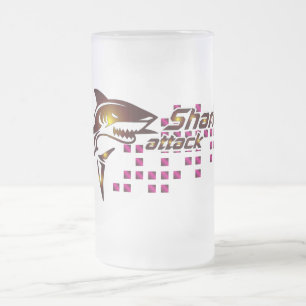 Shark Attack Beer Glass Frosted Glass Beer Mug