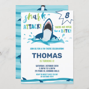 Shark Attack Birthday Party Shark Boys Pool Party Invitation