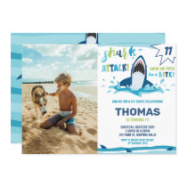 Shark Attack Birthday Party Shark Boys Pool Photo Invitation