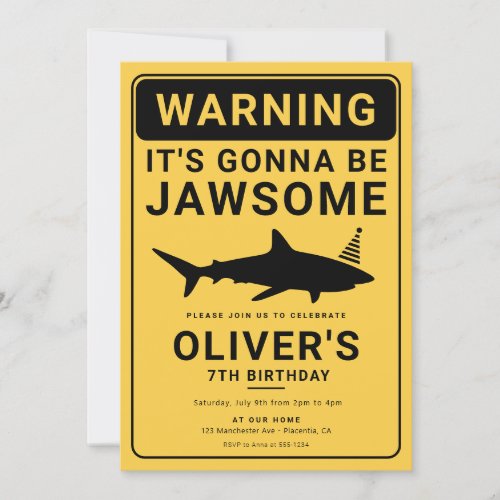 Shark Attack birthday Pool Party Invitation