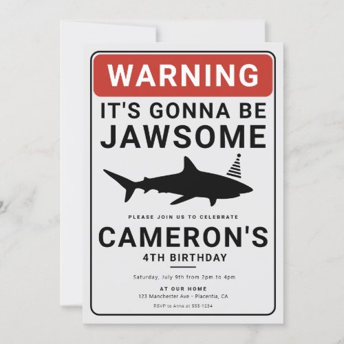 Shark Attack birthday Pool Party Invitation