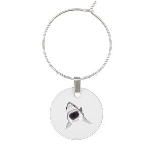 Shark Attack - Bite of the Great White Shark Wine Glass Charm