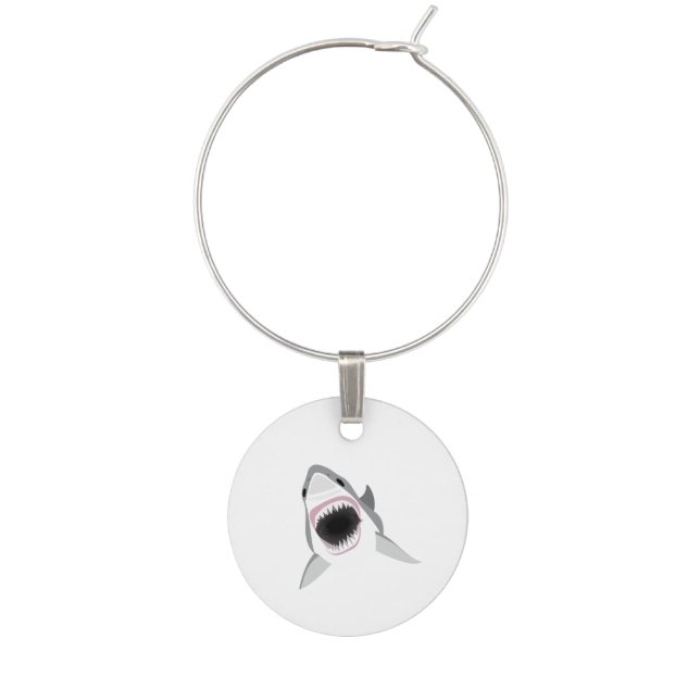 Shark Attack - Bite of the Great White Shark Wine Glass Charm (Front)