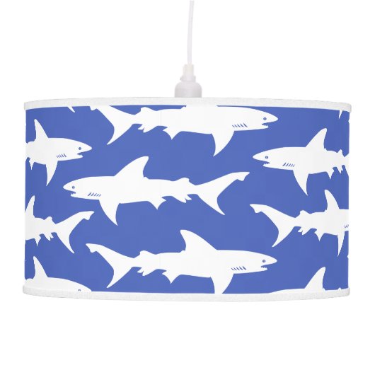 Shark Attack - Blue and White Hanging Lamp (Front)