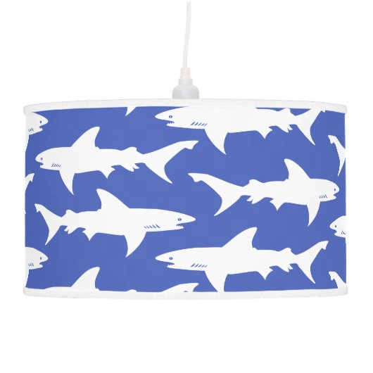 Shark Attack - Blue and White Hanging Lamp (Right)