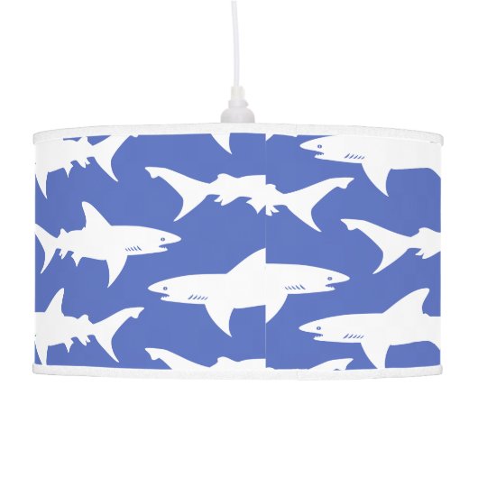Shark Attack - Blue and White Hanging Lamp (Back)