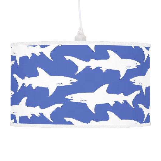 Shark Attack - Blue and White Hanging Lamp (Left)