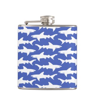 Shark Attack - Blue and White Hip Flask