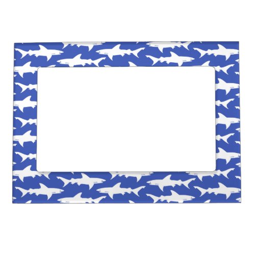 Shark Attack _ Blue and White Magnetic Photo Frame